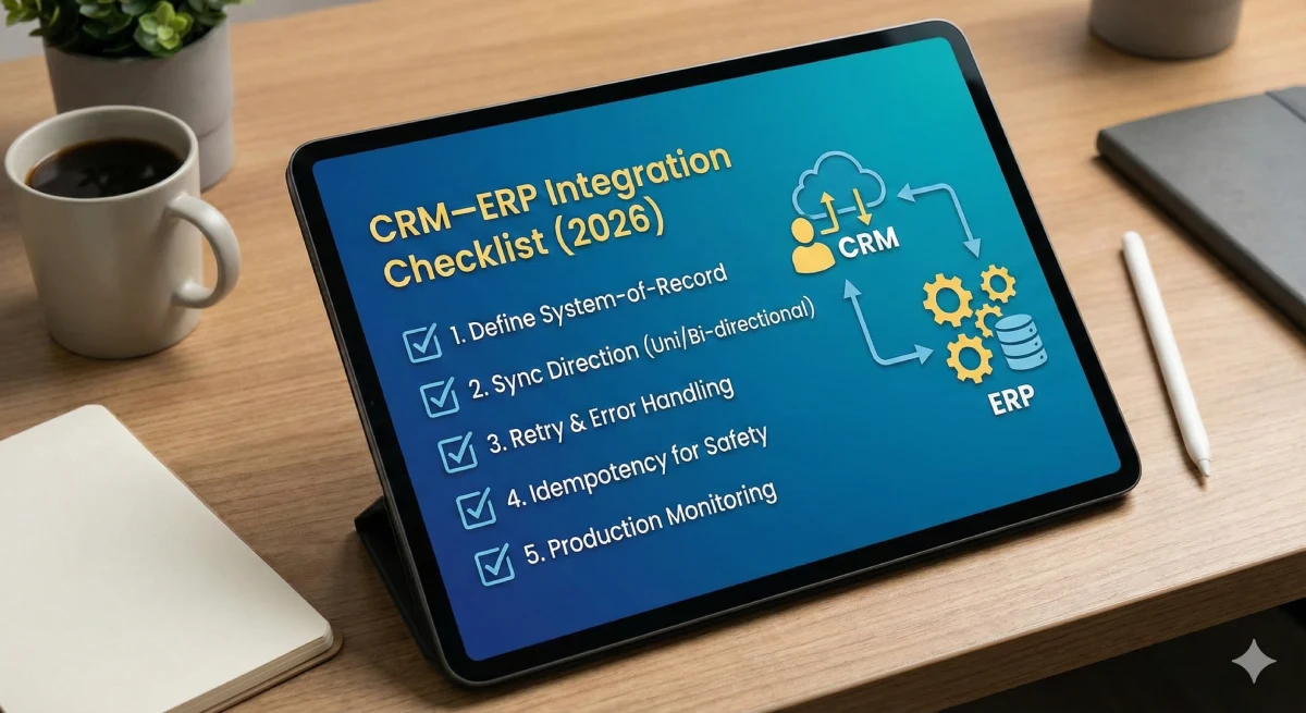 CRM–ERP Integration Checklist (2026) | Data, Sync & Governance