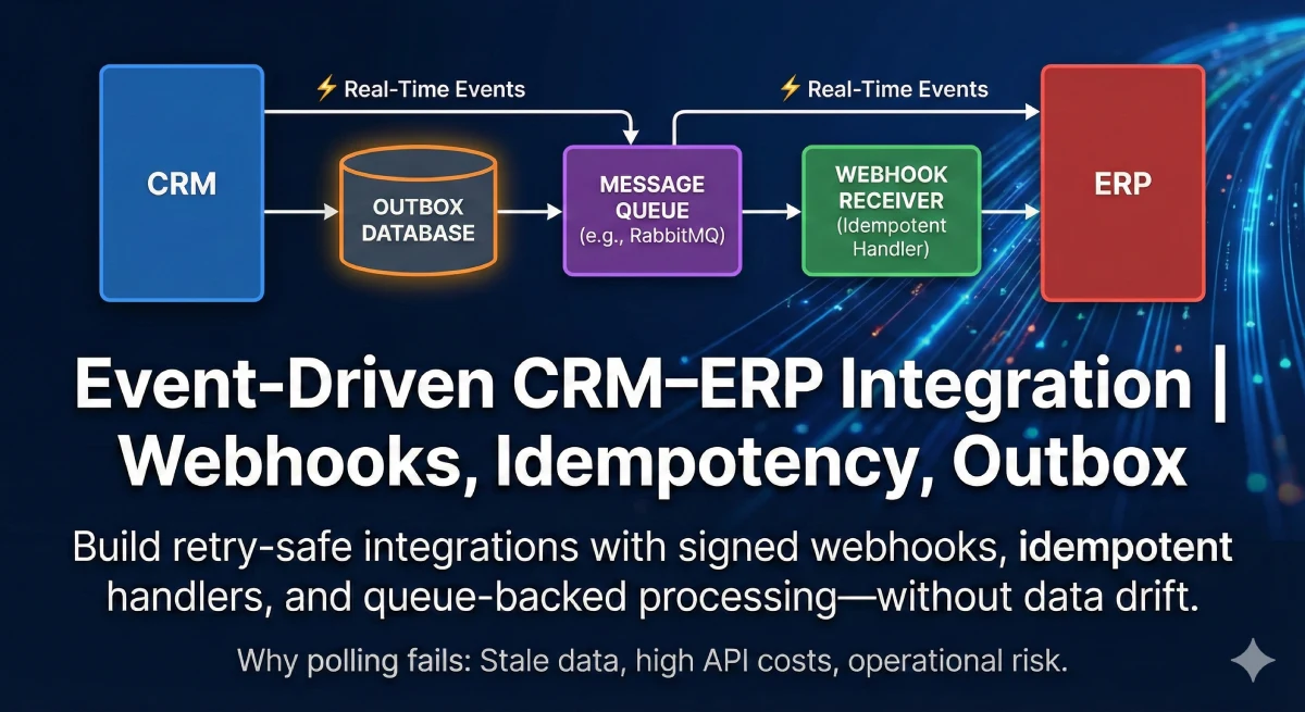 Event-Driven CRM–ERP Integration | Webhooks, Idempotency, Outbox