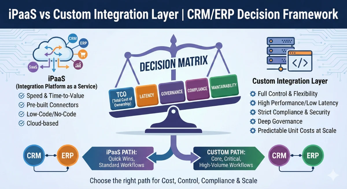 iPaaS vs Custom Integration Layer | CRM/ERP Decision Framework